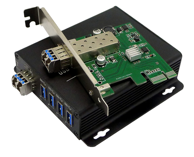PCI-E to 4 Port USB 3.0 Hub over Fiber Extender